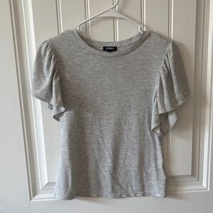 Express Light Gray Short Sleeve Women's Top